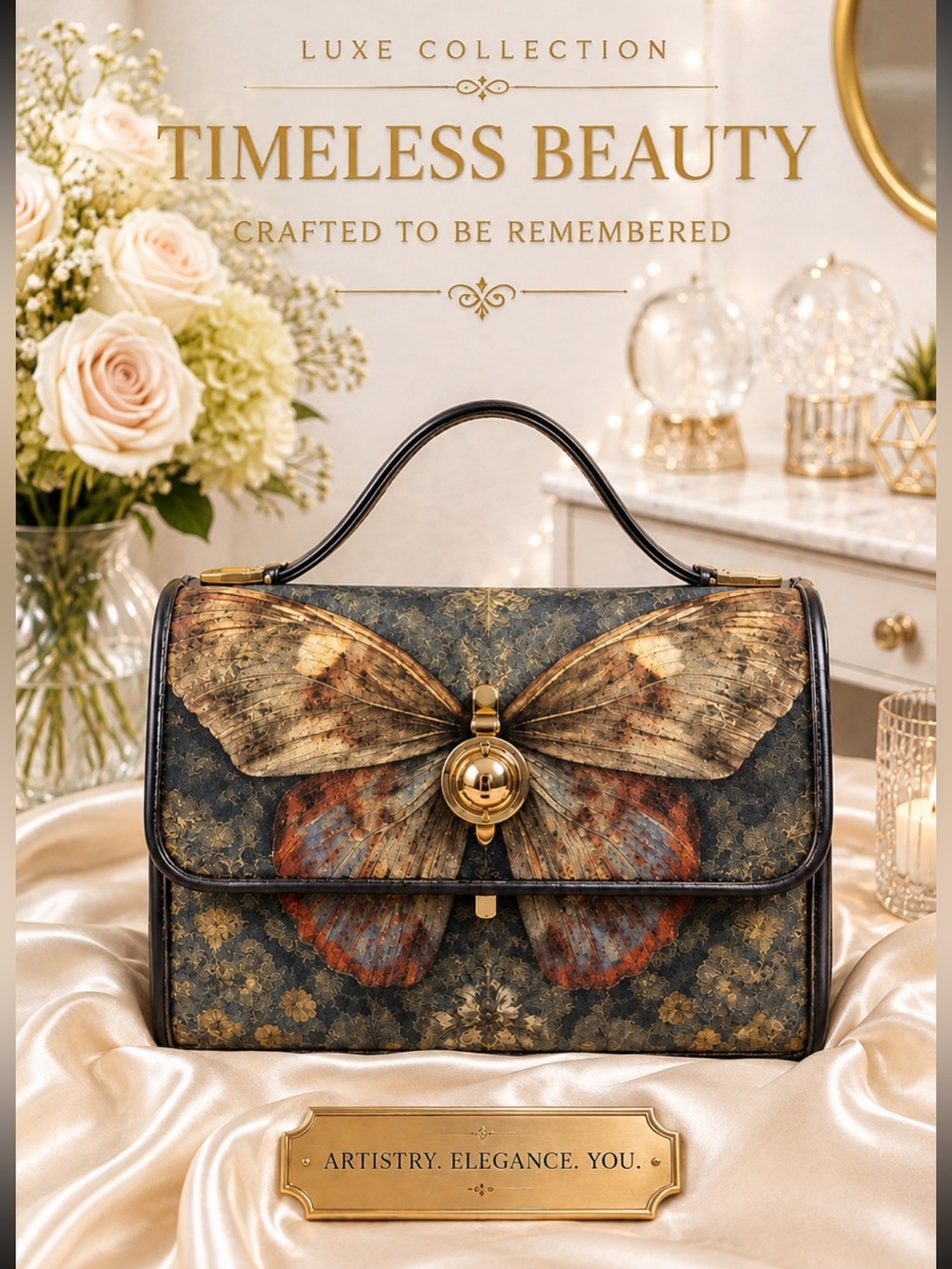 Cottagecore Luna Moth Forest Canvas Satchel bag
